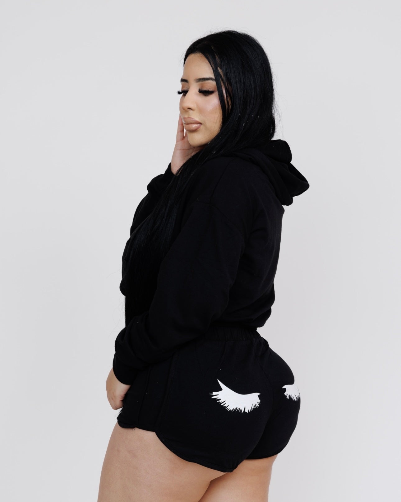 All Black Graphic Loose Shorts