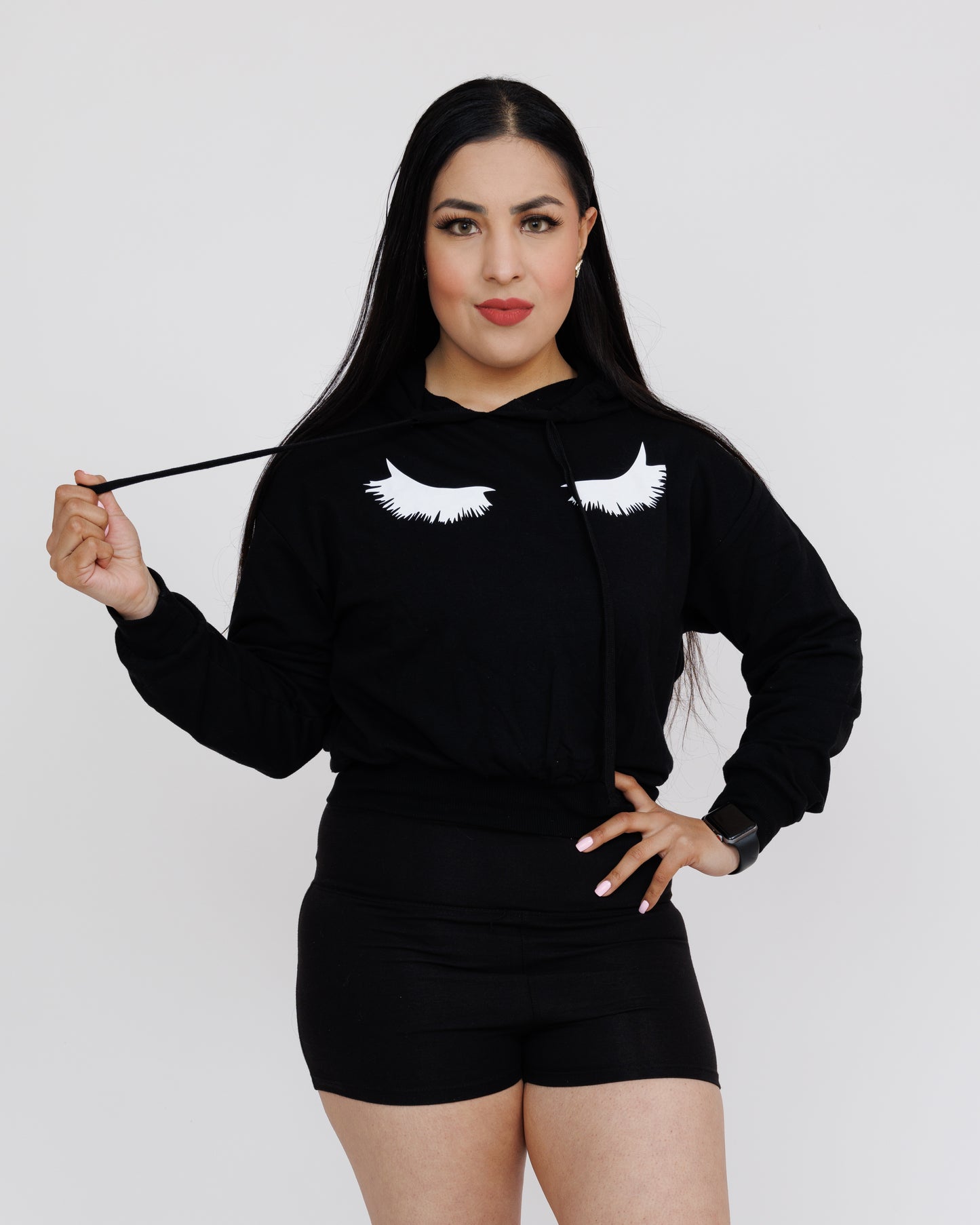 Black Graphic Lashes Hoodie