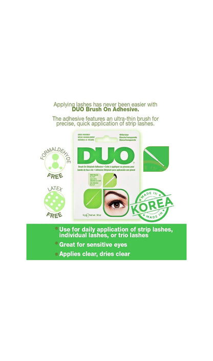 DUO Brush-On Lash Glue – Clear Strip Eyelash Adhesive with Vitamins A, C & E, Long Lasting Eyelash Glue, 0.18 oz