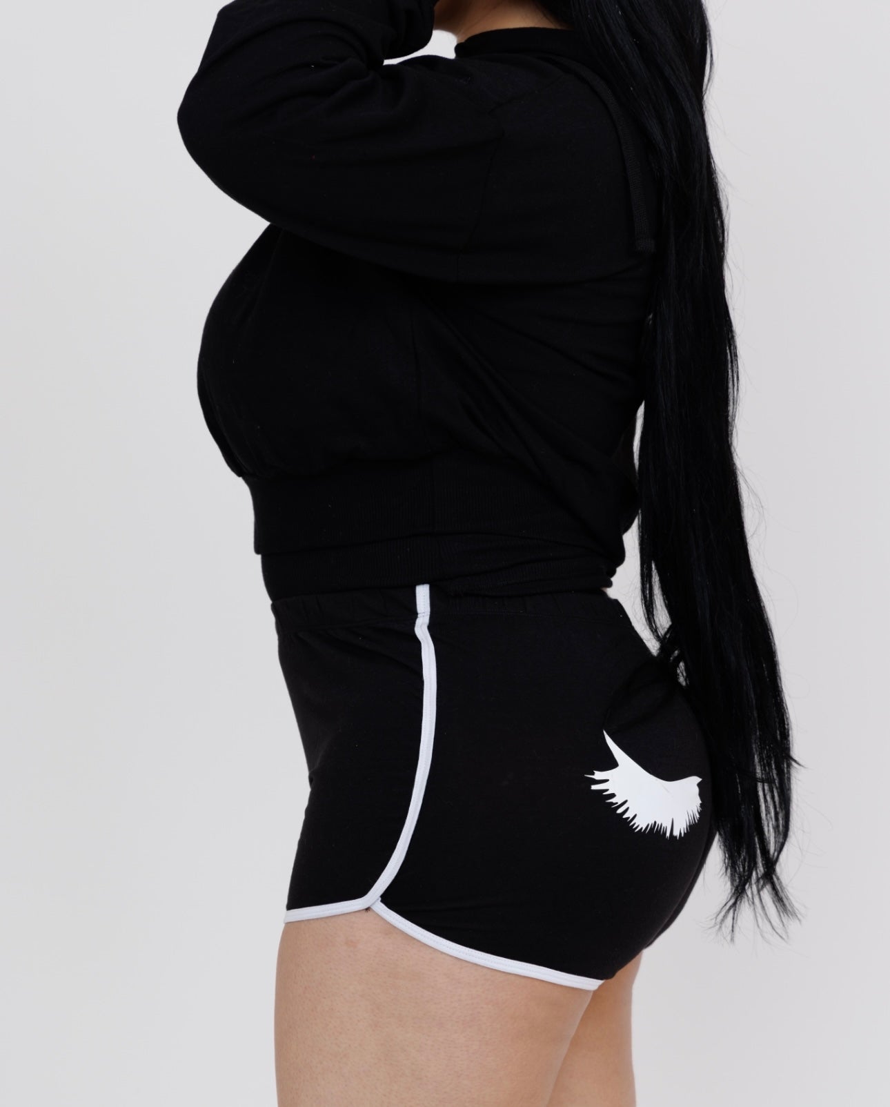 Classic White Edge: Black Graphic Lash Loose shorts