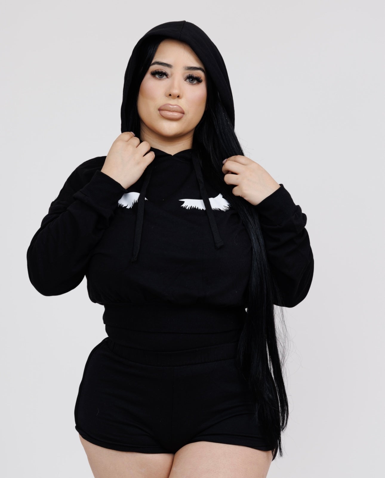 Black Graphic Lashes Hoodie